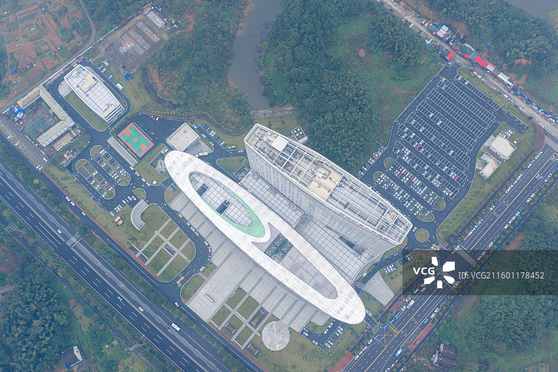 现代化医院建筑航拍图片素材