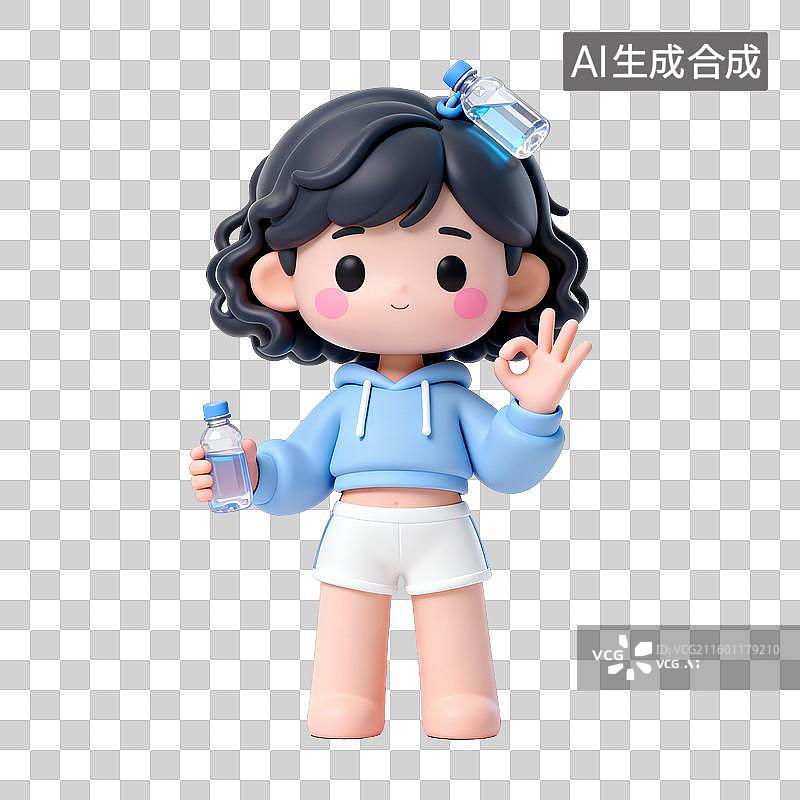 【AI数字艺术】十二星座拟人可爱风：水瓶座图片素材