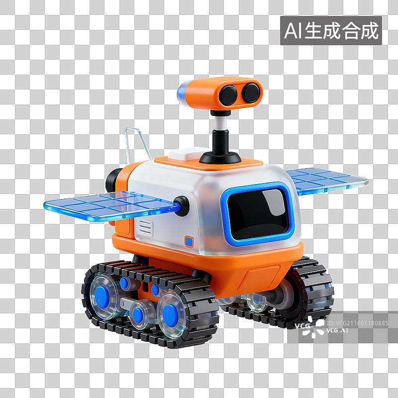 【AI数字艺术】3D磨砂玻璃材质科技科幻主题太空车元素图片素材