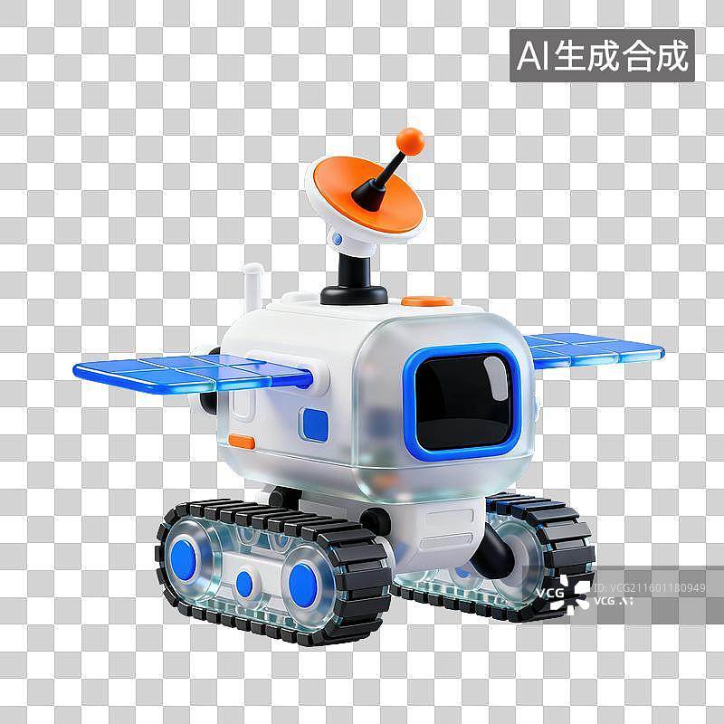 【AI数字艺术】3D磨砂玻璃材质科技科幻主题太空车元素图片素材