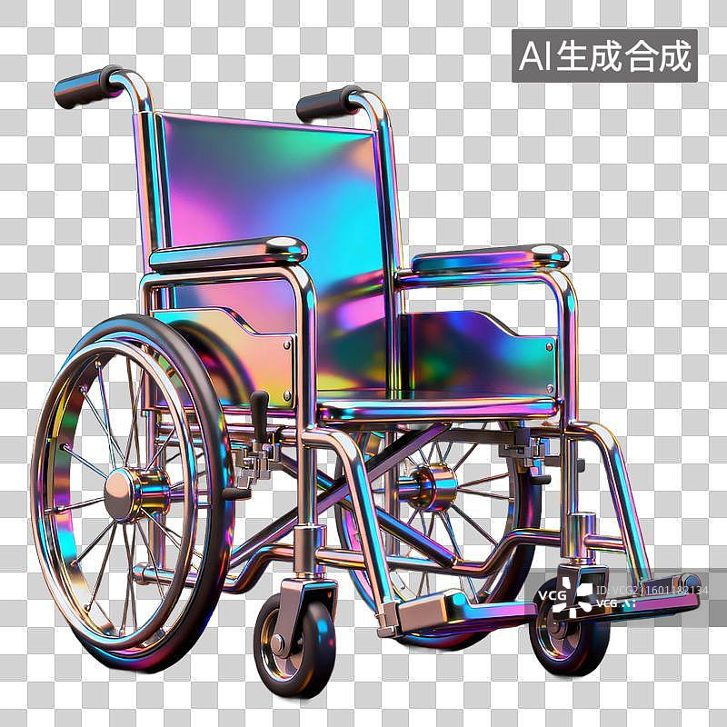 【AI数字艺术】全息色彩轮椅辅助移动图片素材