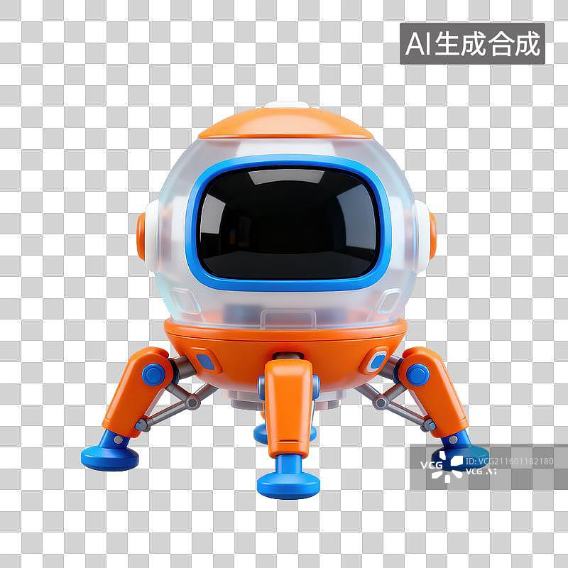 【AI数字艺术】3D磨砂玻璃材质科技科幻主题太空舱着陆飞行器元素图片素材