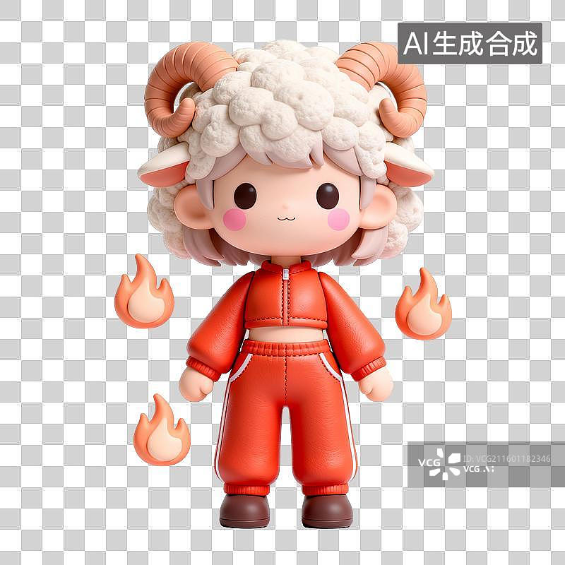 【AI数字艺术】十二星座拟人可爱风：白羊座图片素材