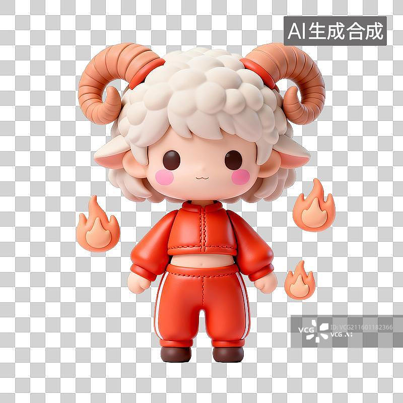 【AI数字艺术】十二星座拟人可爱风：白羊座图片素材