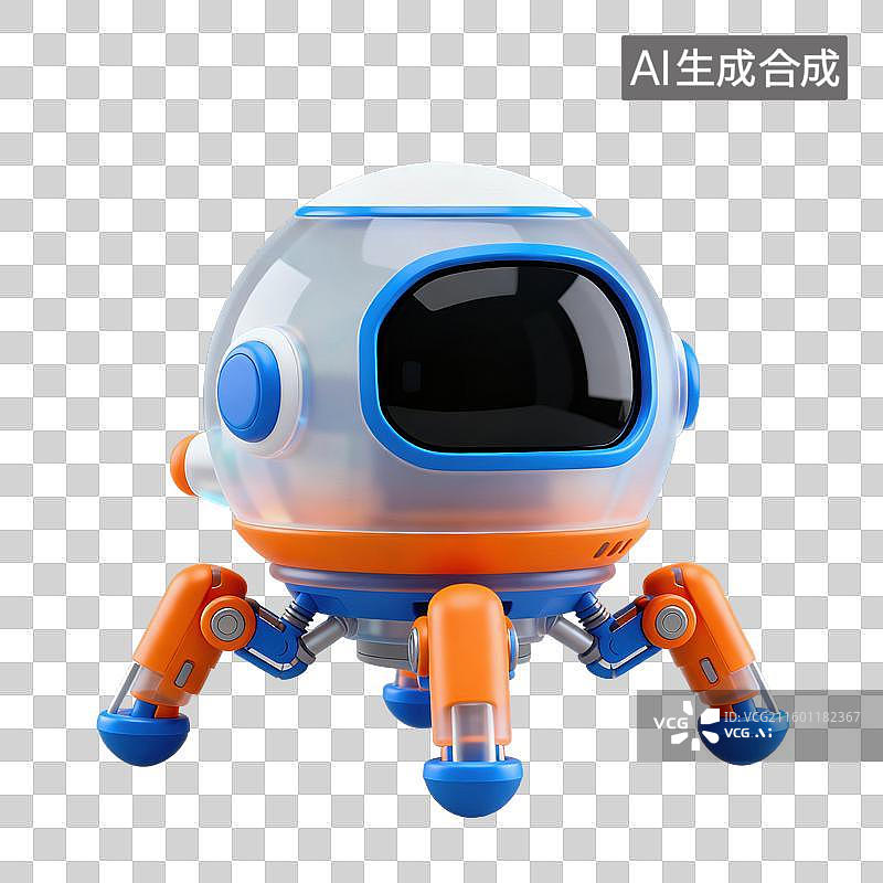 【AI数字艺术】3D磨砂玻璃材质科技科幻主题太空舱着陆飞行器元素图片素材