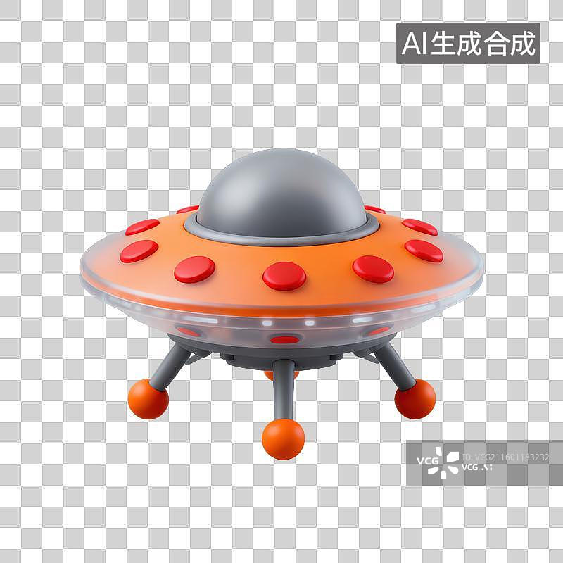 【AI数字艺术】3D磨砂玻璃材质科技科幻主题飞碟外星飞船UFO元素图片素材