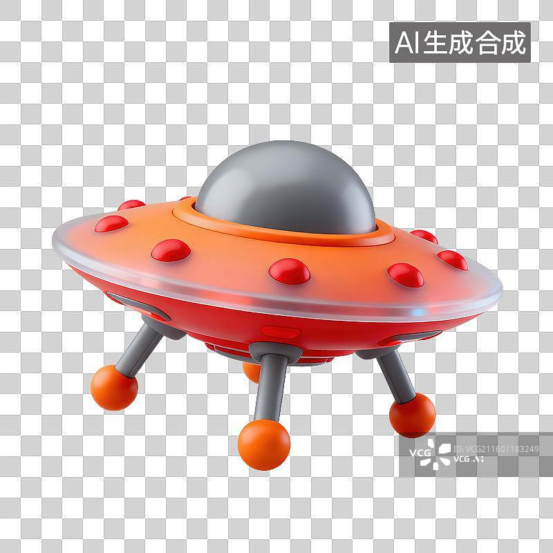 【AI数字艺术】3D磨砂玻璃材质科技科幻主题飞碟外星飞船UFO元素图片素材