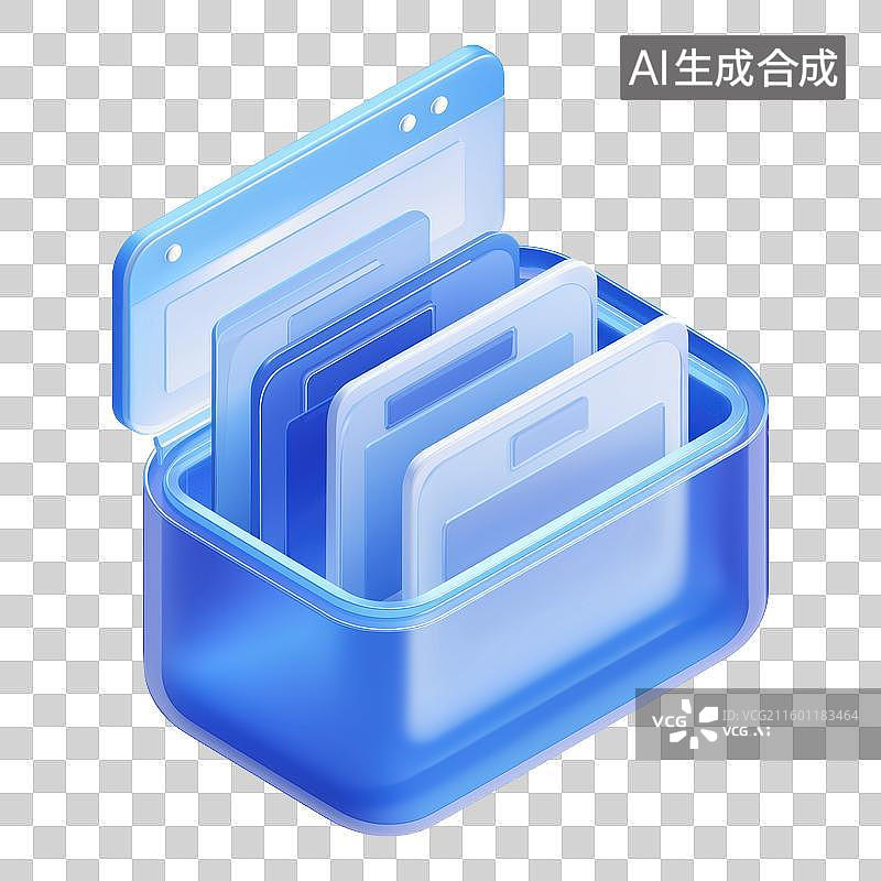 【AI数字艺术】蓝色文件夹图标图片素材