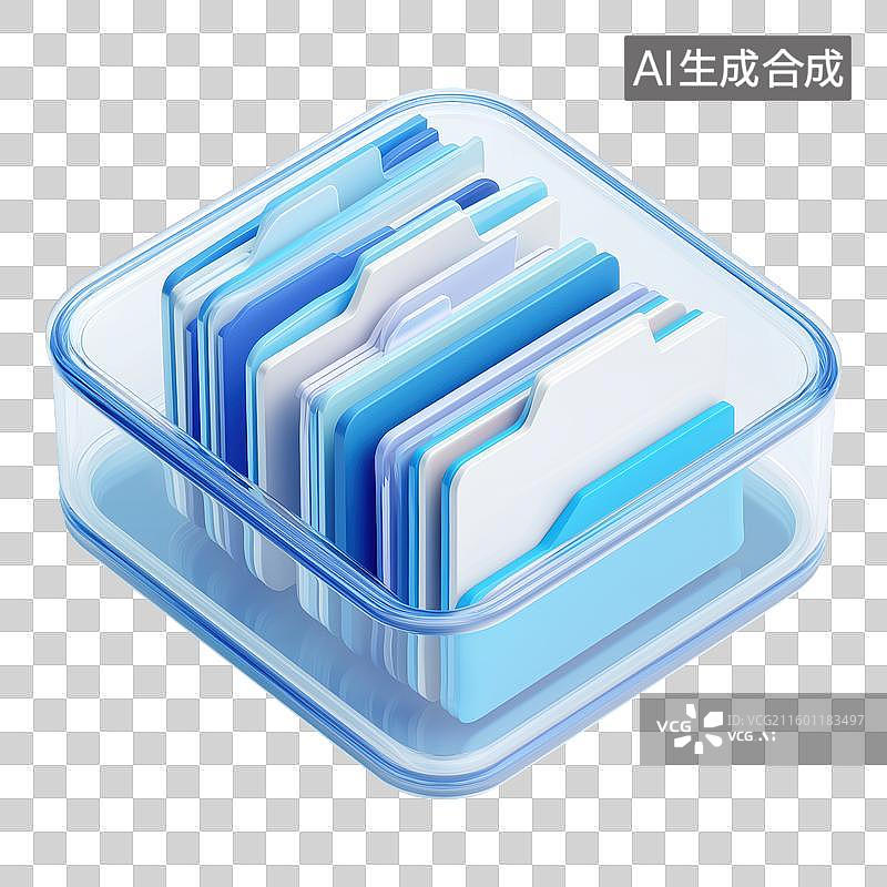 【AI数字艺术】蓝色文件夹图标图片素材