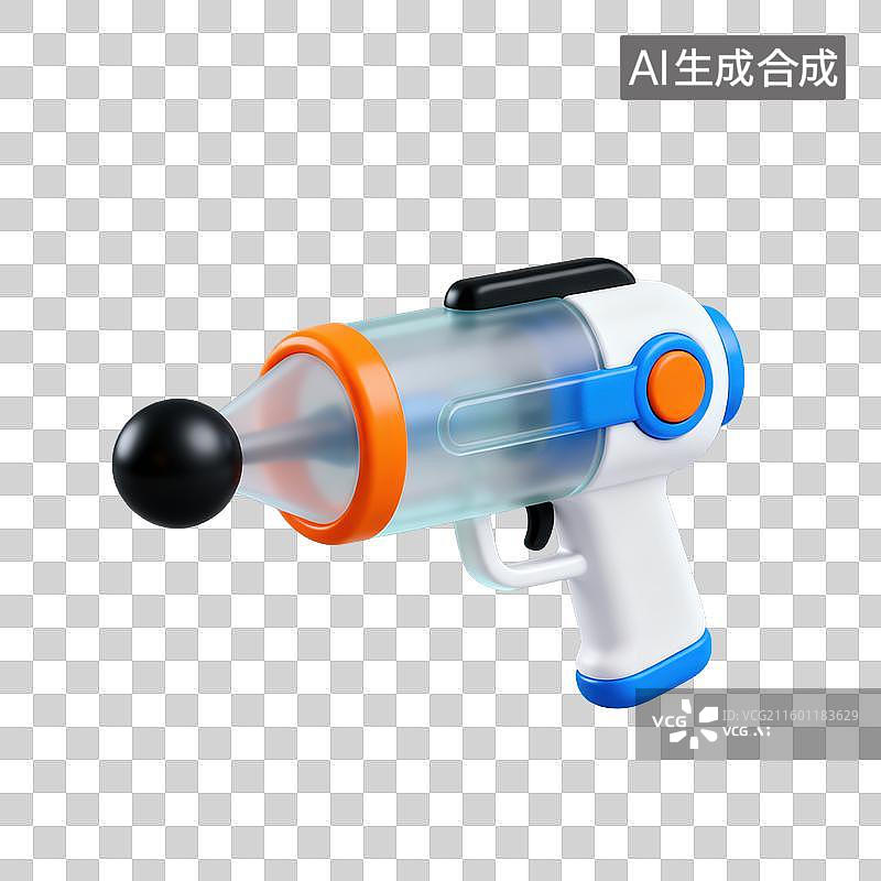 【AI数字艺术】3D磨砂玻璃材质科技科幻主题外星枪太空枪元素图片素材