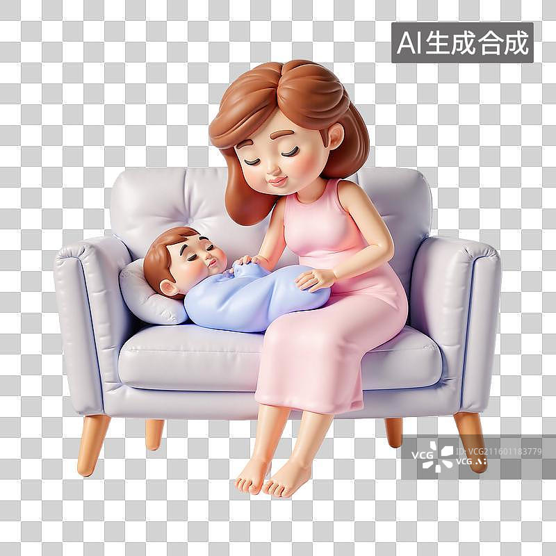 【AI数字艺术】3d母亲照顾婴儿图片素材