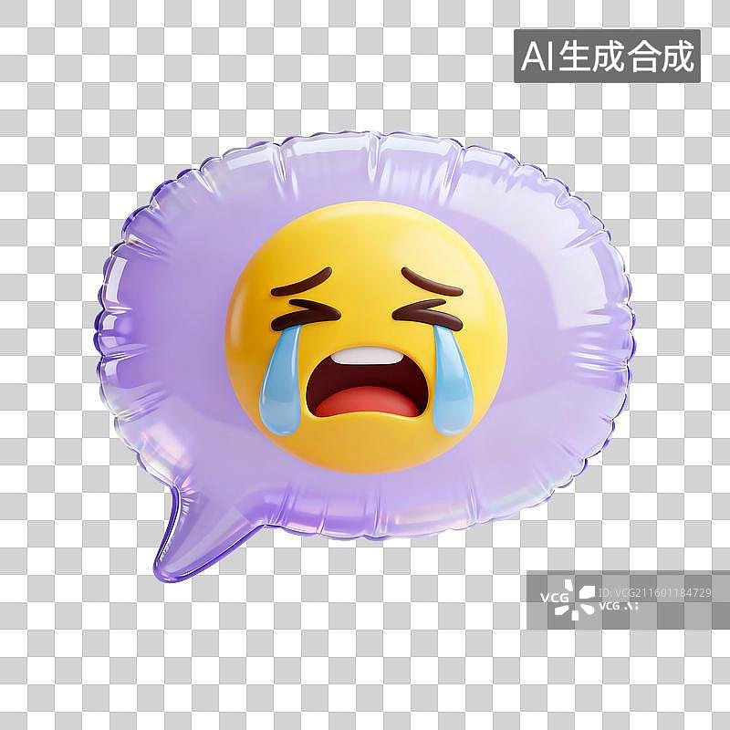 【AI数字艺术】3D渲染，充气膨胀风格，气泡对话框与表情符号，沟通联系，购物节，促销，免抠元素图片素材