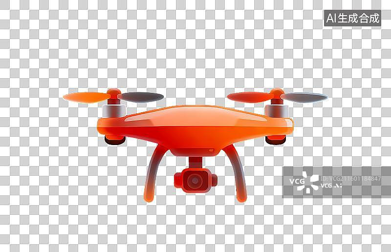 【AI数字艺术】橙红色毛玻璃无人机科技图标图片素材