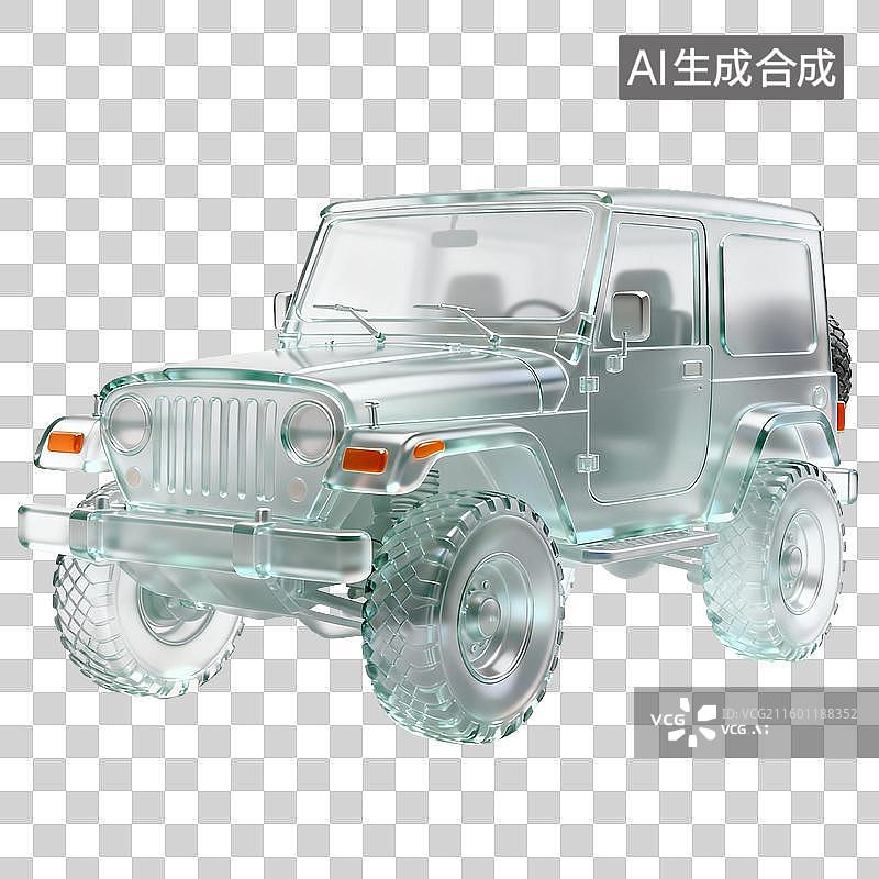 【AI数字艺术】透明玻璃材质的越野车图片素材
