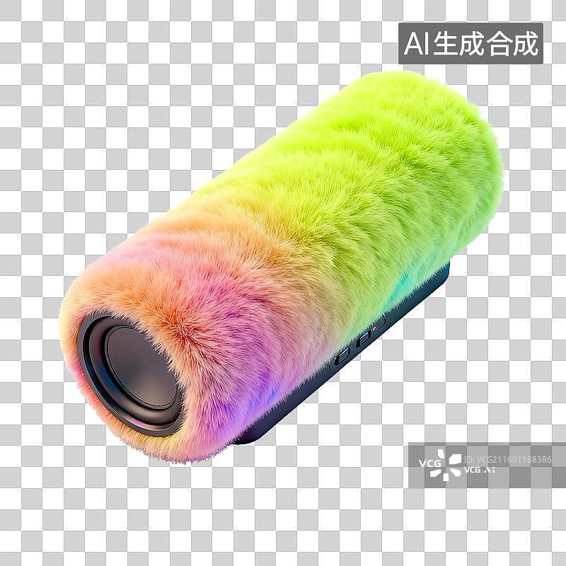 【AI数字艺术】彩虹毛绒便携式蓝牙音箱图片素材