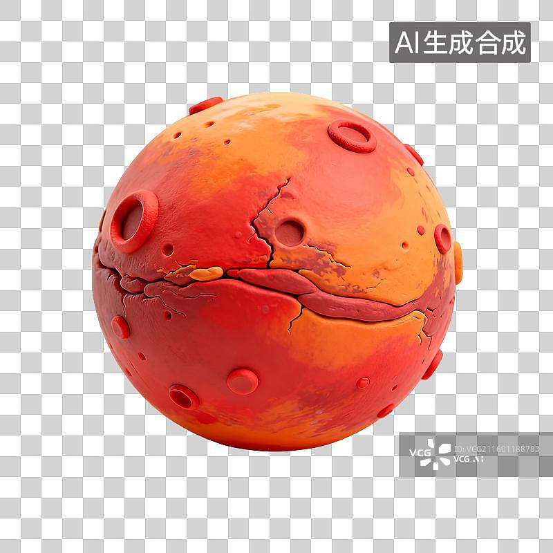 【AI数字艺术】红色星球表面的裂缝与陨石坑图片素材