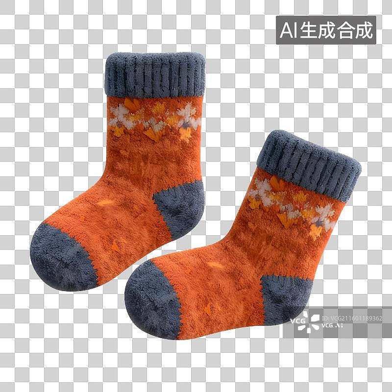 【AI数字艺术】3D冬季袜子针织毛绒质感元素图片素材