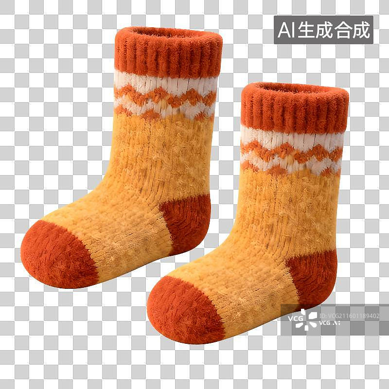 【AI数字艺术】3D冬季袜子针织毛绒质感元素图片素材
