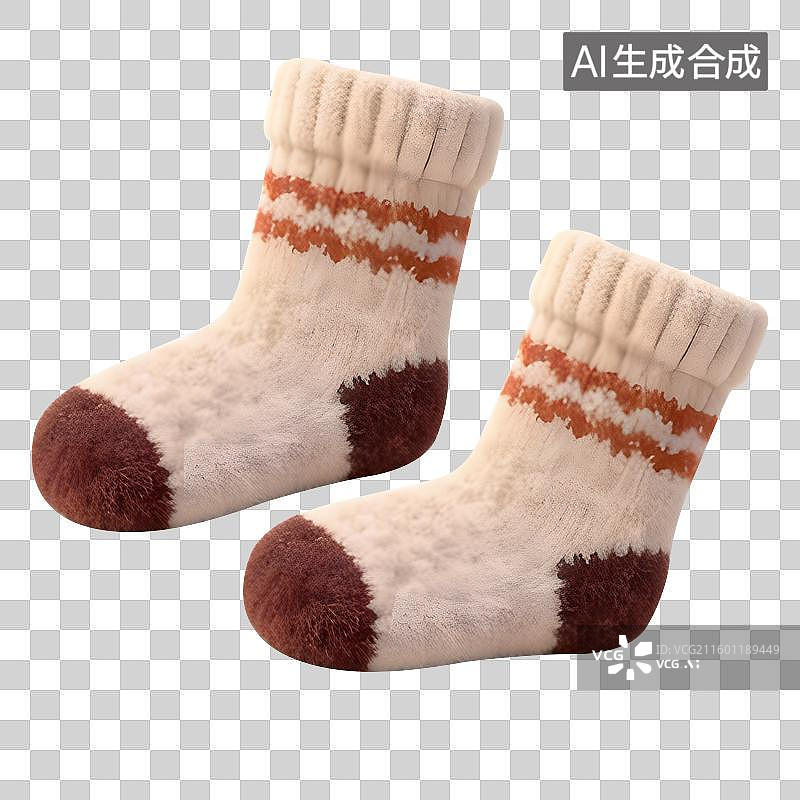 【AI数字艺术】3D冬季袜子针织毛绒质感元素图片素材