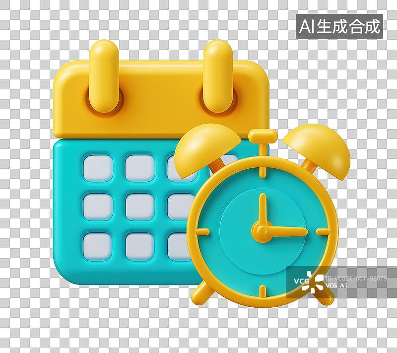 【AI数字艺术】日历与闹钟图标图片素材