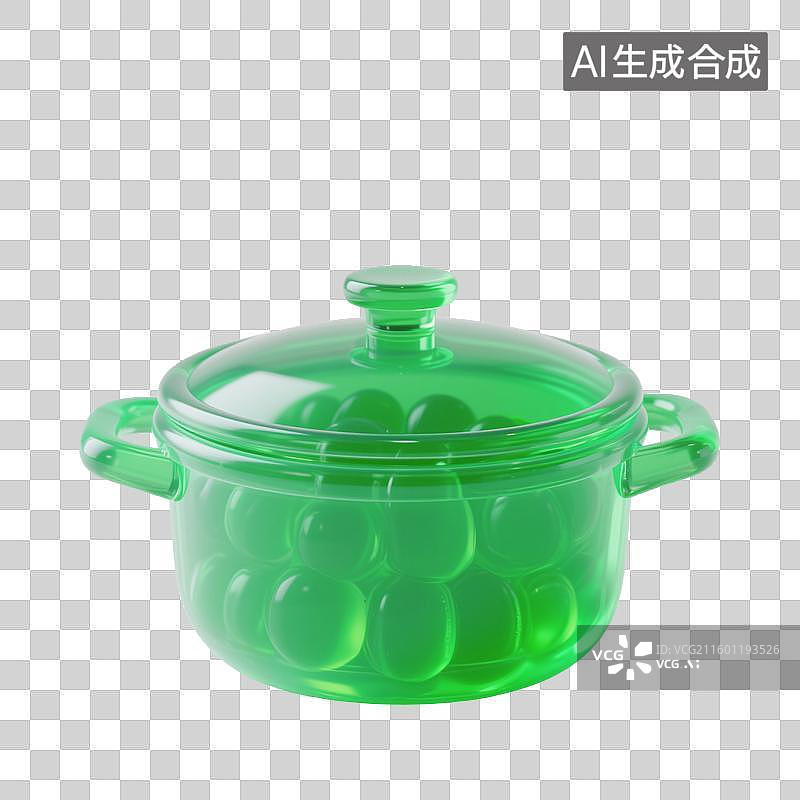 【AI数字艺术】绿色透明带盖炖锅图片素材