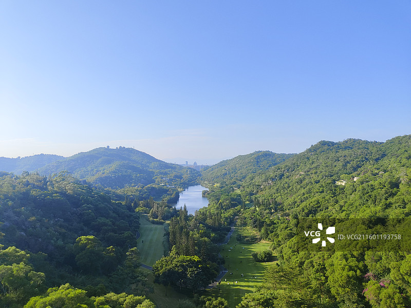 厦门上李水库鸟瞰图片素材