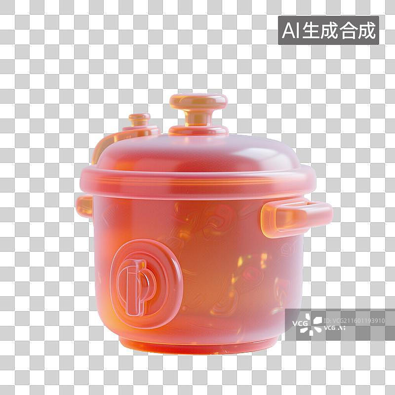 【AI数字艺术】透明红色电压力锅图片素材