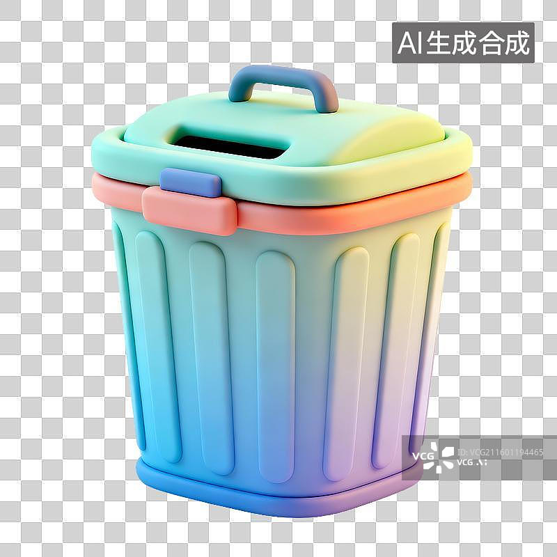 【AI数字艺术】彩色渐变垃圾桶图片素材
