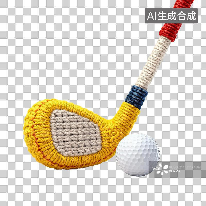 【AI数字艺术】编织风格的高尔夫球杆和高尔夫球图片素材