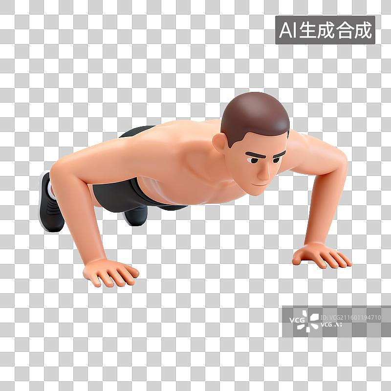 【AI数字艺术】男子正在做俯卧撑图片素材