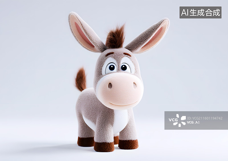 【AI数字艺术】一只可爱的卡通小毛驴图片素材
