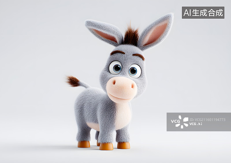 【AI数字艺术】一只可爱的卡通小毛驴图片素材