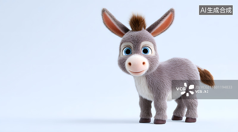 【AI数字艺术】一只可爱的卡通小毛驴图片素材