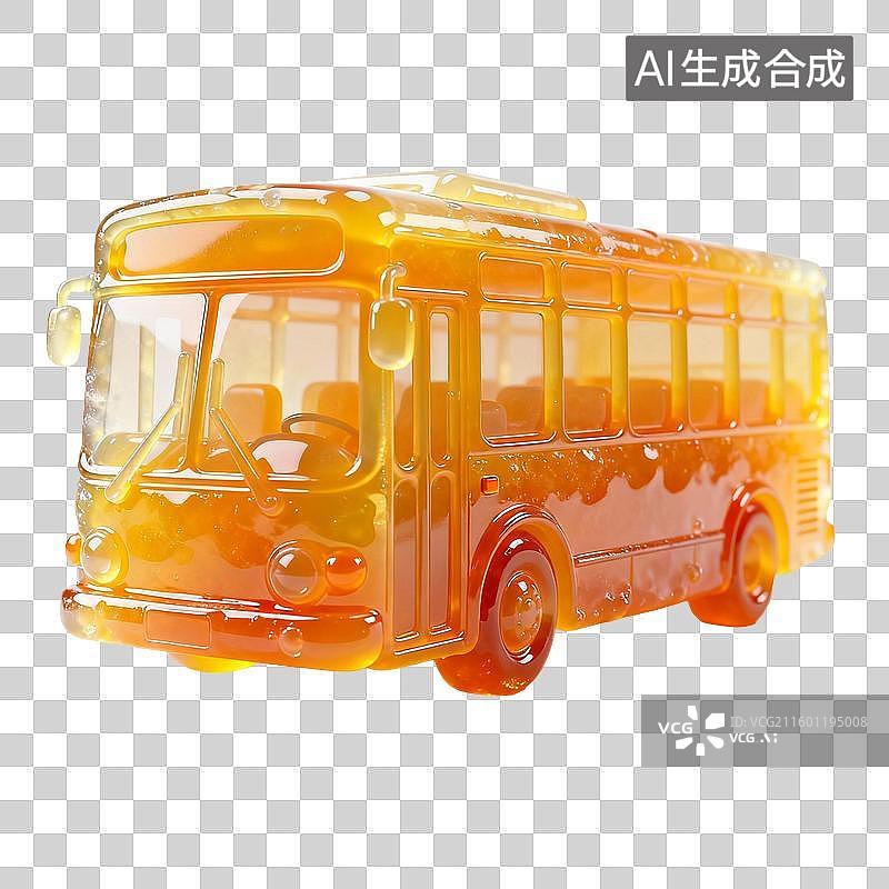 【AI数字艺术】透明橙色校车模型图片素材