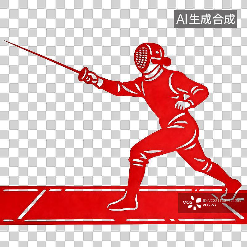 【AI数字艺术】剪纸艺术：面罩，击剑，剑，面具，运动会图片素材