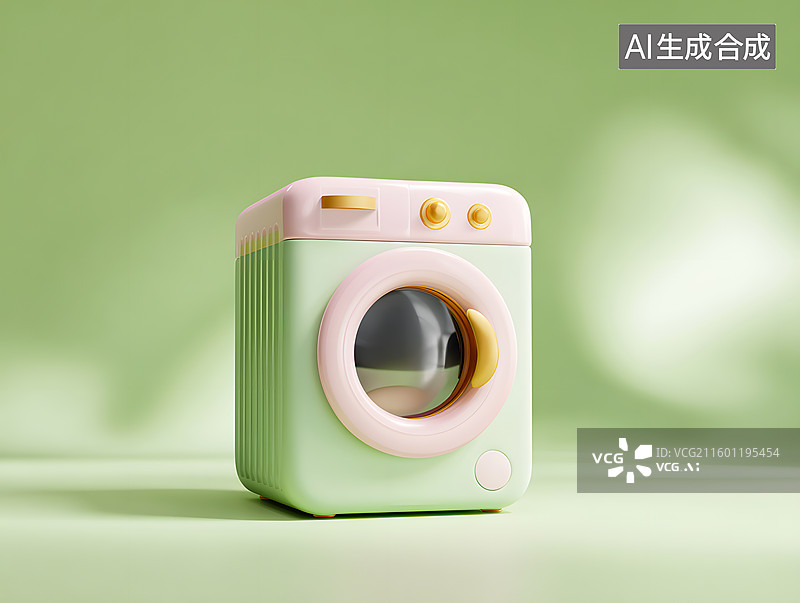 【AI数字艺术】一个可爱的卡通洗衣机图片素材