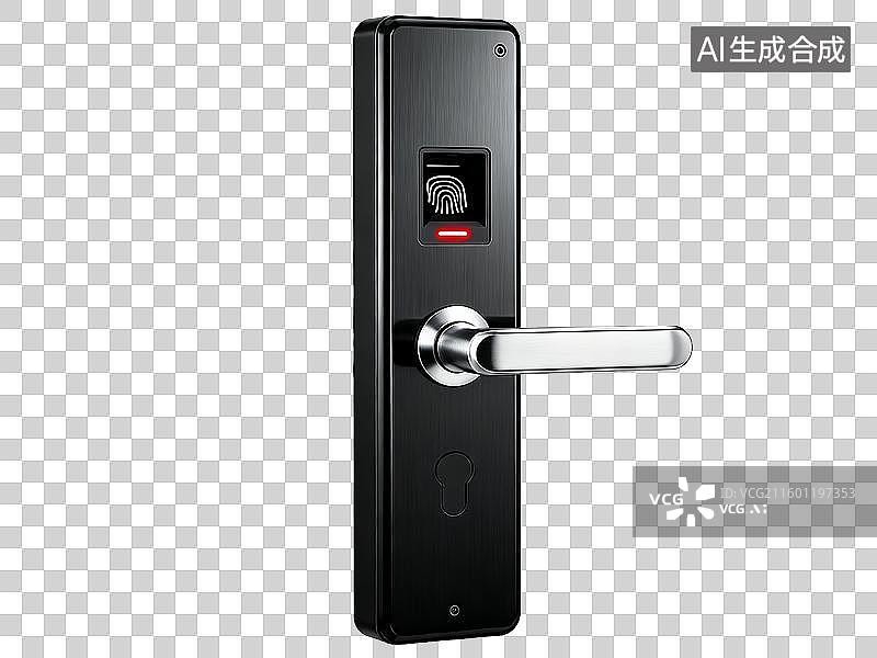【AI数字艺术】新科技指纹识别智能门锁免抠素材 现代家居安防电子门锁设计图片素材