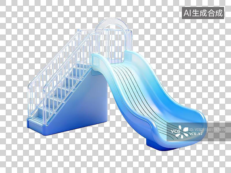 【AI数字艺术】母婴亲子类 蓝色儿童滑梯免抠素材 现代游乐园设施玩具设计图片素材