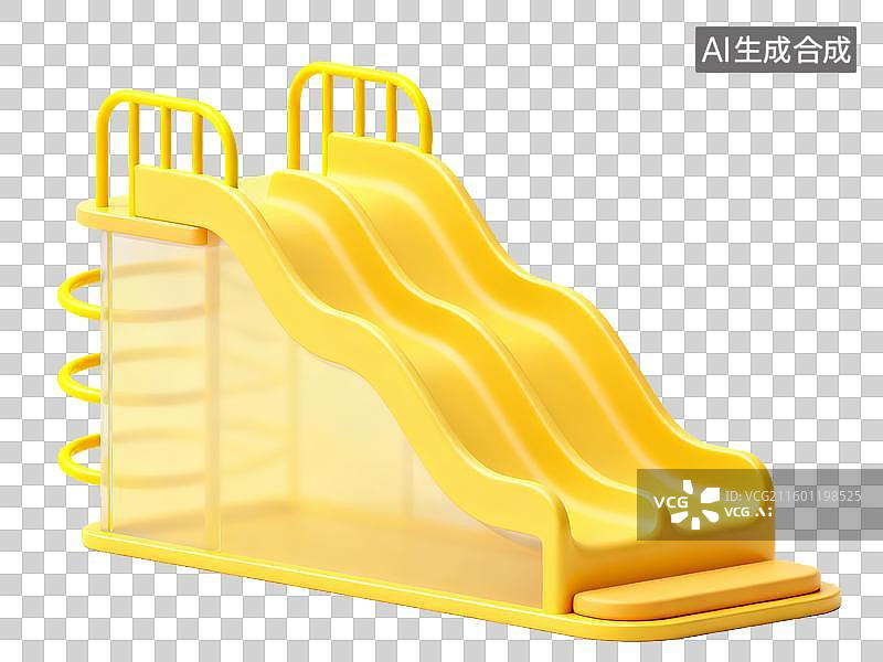 【AI数字艺术】母婴亲子黄色滑梯免抠素材 现代儿童游乐设施玩具设计图片素材