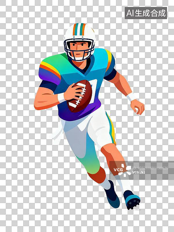 【AI数字艺术】橄榄球运动员在奔跑图片素材