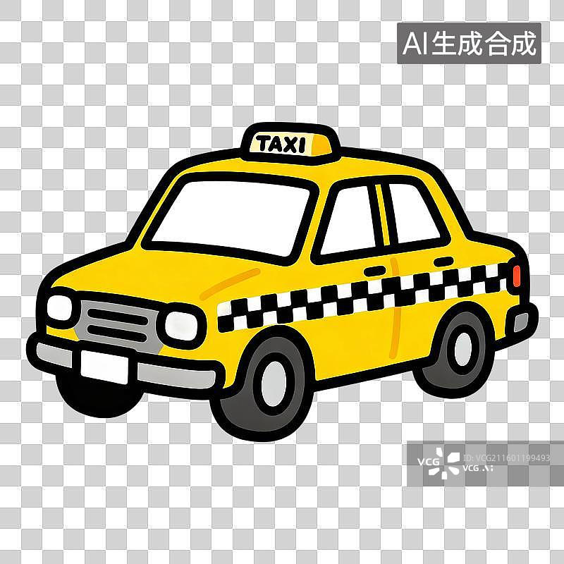 【AI数字艺术】黄色卡通出租车形象图片素材