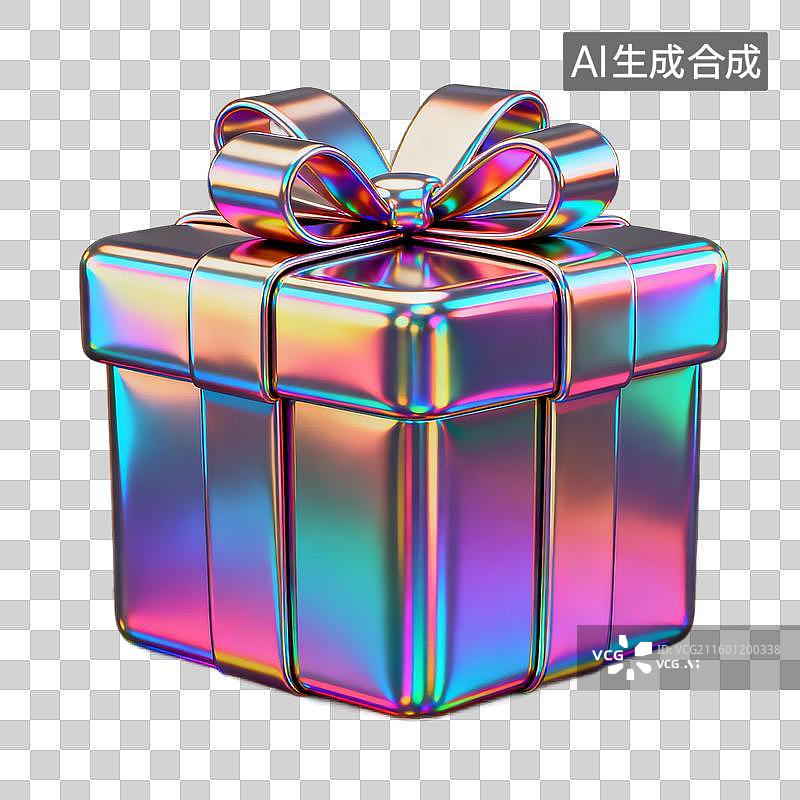 【AI数字艺术】色彩绚丽的全息礼品盒图片素材