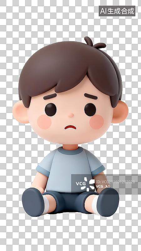 【AI数字艺术】坐在地上的小男孩图片素材