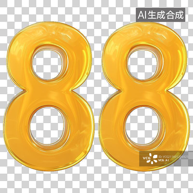 【AI数字艺术】立体数字3D果冻风格橙色数字88元素图片素材