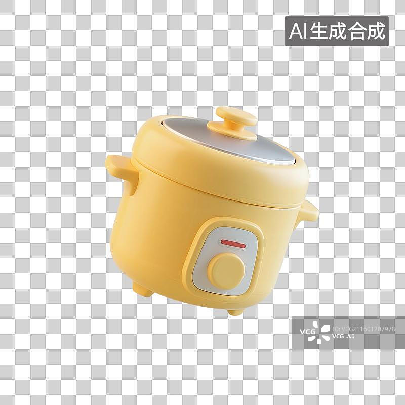 【AI数字艺术】3D渲染，卡通电饭锅，糖果，厨房用品，烹调器具，免抠元素图片素材
