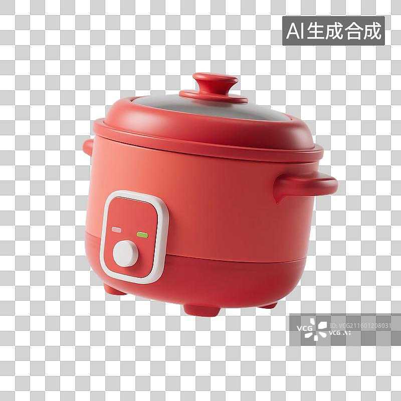【AI数字艺术】3D渲染，卡通电饭锅，糖果，厨房用品，烹调器具，免抠元素图片素材