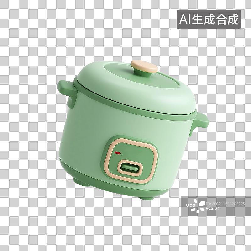 【AI数字艺术】3D渲染，卡通电饭锅，糖果，厨房用品，烹调器具，免抠元素图片素材