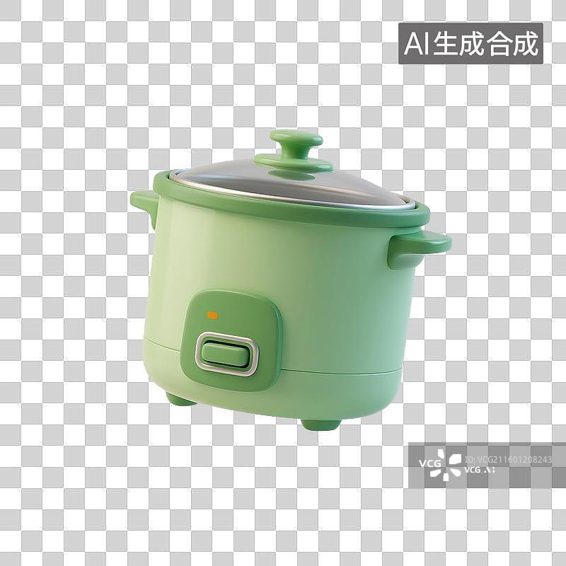 【AI数字艺术】3D渲染，卡通电饭锅，糖果，厨房用品，烹调器具，免抠元素图片素材