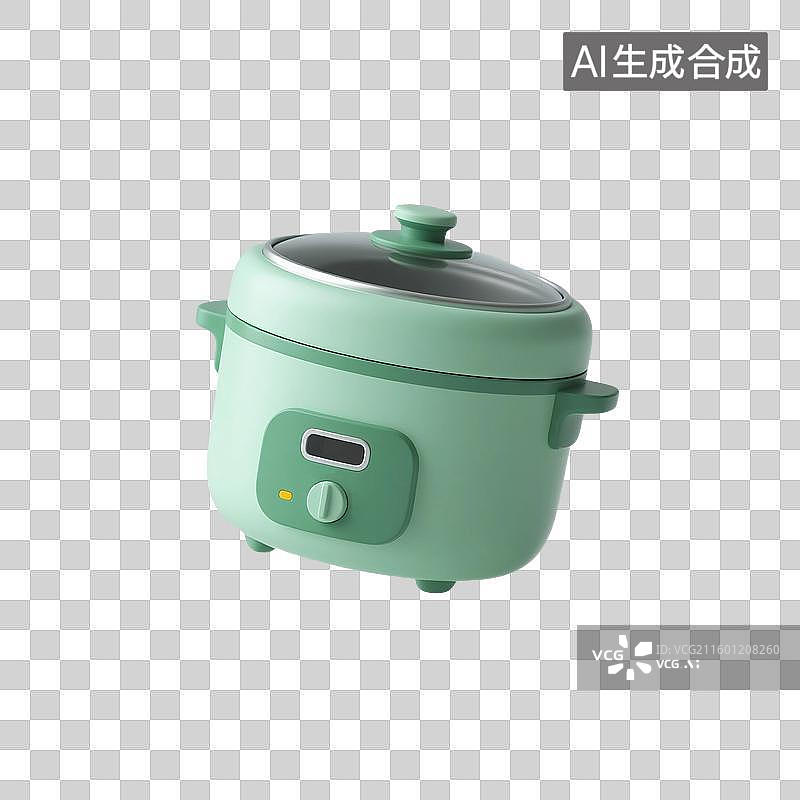 【AI数字艺术】3D渲染，卡通电饭锅，糖果，厨房用品，烹调器具，免抠元素图片素材