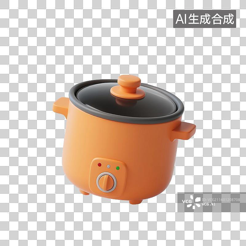 【AI数字艺术】3D渲染，卡通电饭锅，糖果，厨房用品，烹调器具，免抠元素图片素材